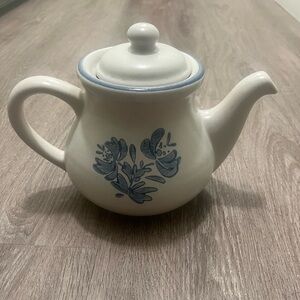 Floral Blue and White Teapot